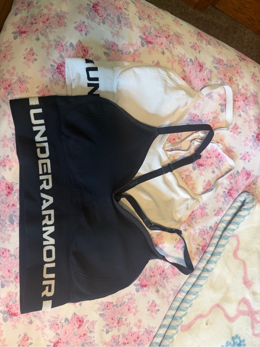 Under Armour Black & White Racerback Sports Bras - Double Pack